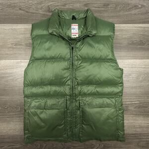 Vintage 70s Frostline Goose Down Puffer Vest Mens Small Green Nylon Talon Zipper